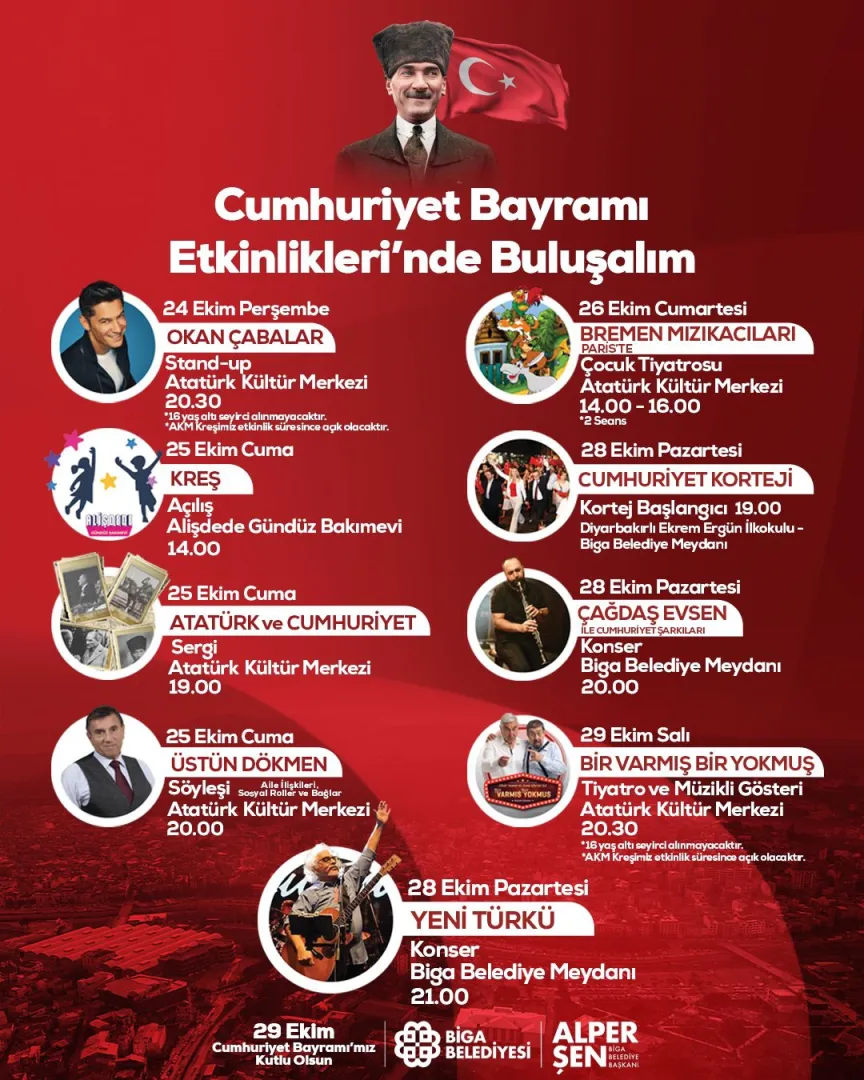 Biga Belediyesi’nden 29 Ekim Cumhuriyet Bayramı Coşkusu